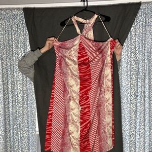 Banana Republic Elegant Red and Cream Halter Dress